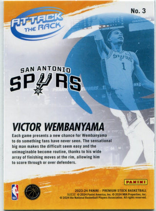 Victor Wembanyama 2023 - 2024 Panini Hoops Premium Stock Attack The Rack RC #3