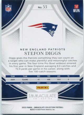 Stefon Diggs 2025 Panini Immaculate Red Parallel Card #53 30/75