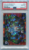 Julian Alvarez 2022 - 2023 Panini Select Premier League Red Cracked Ice Prizm RC #201 PSA Graded 10