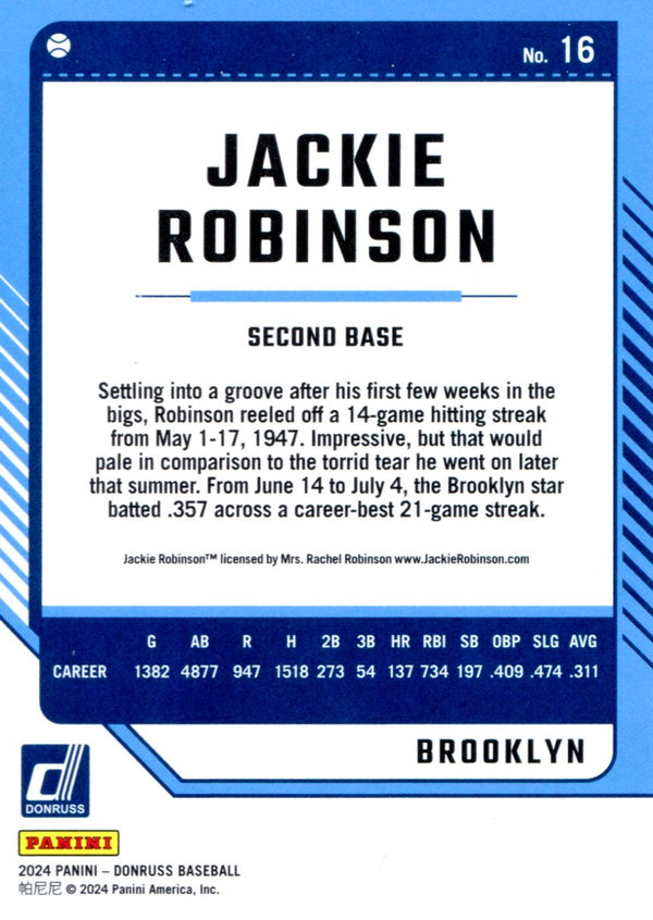 Jackie Robinson 2024 Panini Donruss Card #16 #41/249