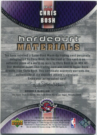 Chris Bosh 2005 - 2006 Upper Deck Hardcourt Materials Jersey & Autographed Card #HM-CH 44/50