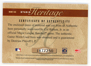 Cal Ripkin Jr 2005 Donruss Studio Heritage Patch Relic #SH-11