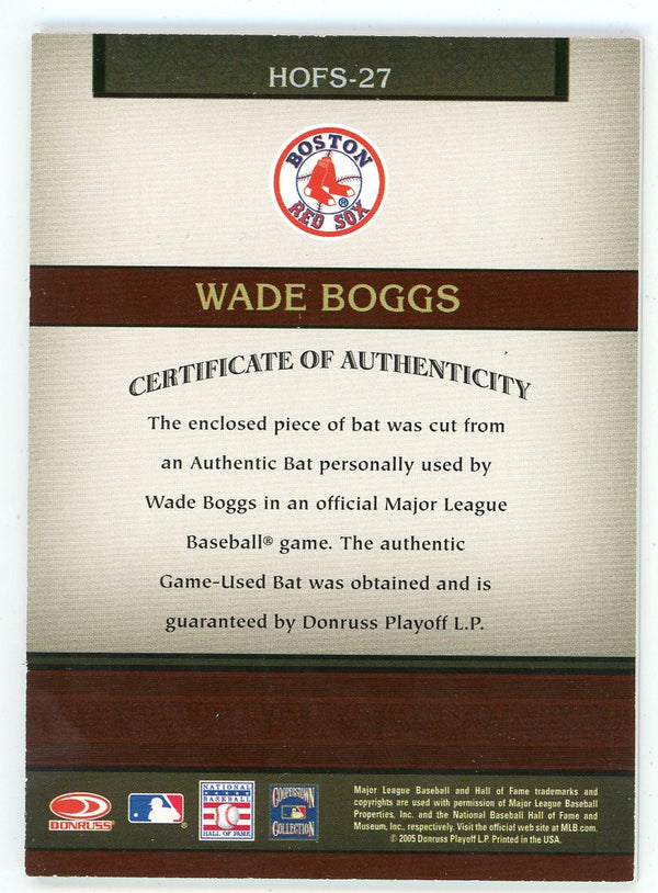 Wade Boggs 2005 Donruss Greats HOF Souvenirs Bat Relic #HOFS-27