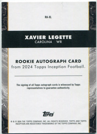Xavier Legette 2024 Topps Inception Autographed RC #RA-XL