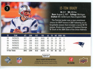 Tom Brady 2008 Upper Deck Sp Rookie Edition Card #7