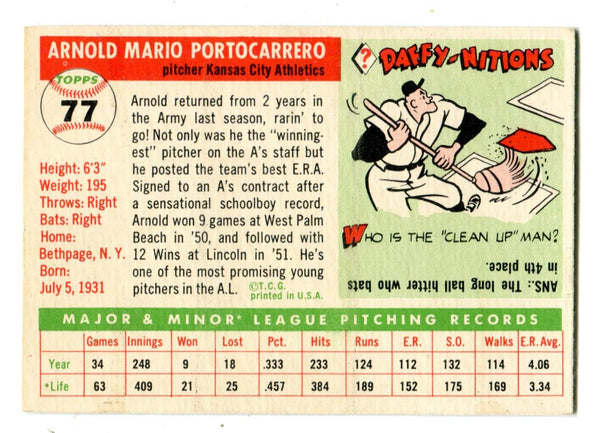 Arnold Portocarrero 1955 Topps #77 Card