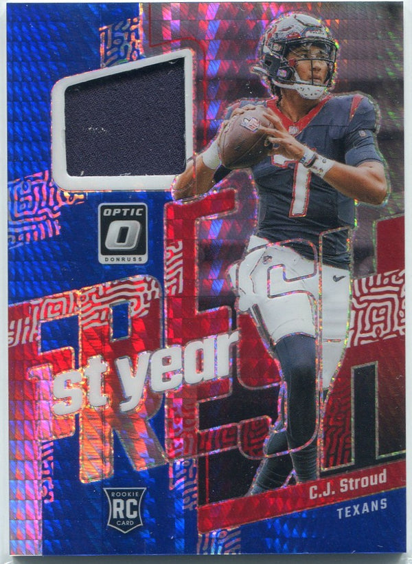 CJ Stroud 2023 Panini Donruss Optic 1st Year Fresh Jersey Blue Hyper Prizm RC #FYF-CJS