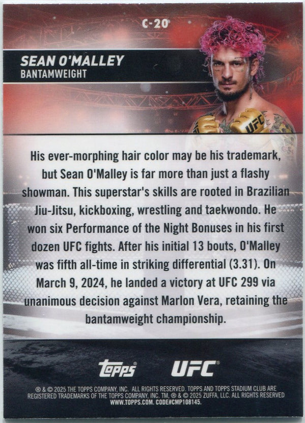 Sean O'Malley 2025 Topps Stadium Club Chrome Lava Refractor Card #C-20