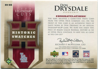 Don Drysdale 2004 Upper Deck SP Legendary Cuts Historic Swatches Pants Relic Card #HS-DD