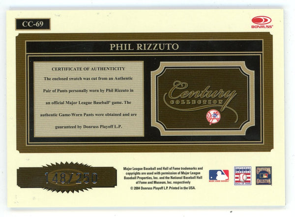 Phil Rizzuto 2004 Donruss Century Collection Patch Relic #CC-69
