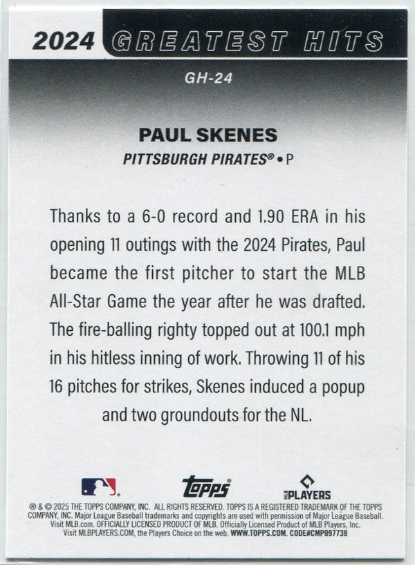 Paul Skenes 2025 Topps Greatest Hits Card #GH-24