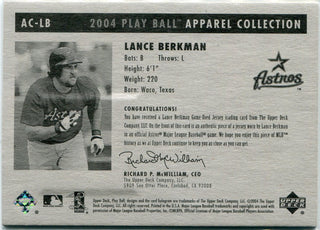 Lance Berkman 2004 Upper Deck Play Ball Apparel Collection Jersey Card #AC-LB