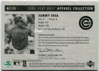 Sammy Sosa 2004 Upper Deck Play Ball Apparel Collection Jersey Card #AC-SS