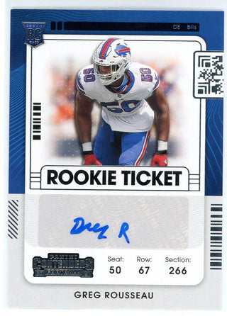 Greg Rousseau Autographed 2021 Panini Contenders Rookie Ticket Card #158