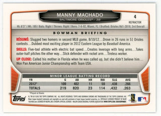 Manny Machado 2013 Topps Bowman Chrome Refractor #4 Card