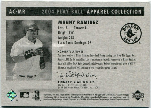 Manny Ramirez 2004 Upper Deck Play Ball Apparel Collection Jersey Card #AC-MR