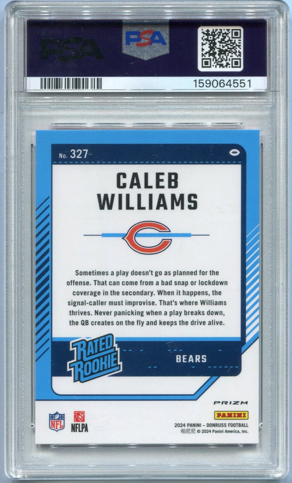 Caleb Williams 2024 Panini Donruss Optic Preview Rated Rookie Pink Prizm RC #327 PSA Graded 10