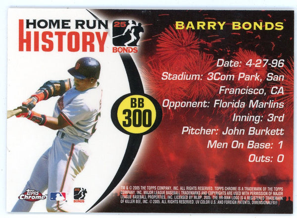 Barry Bonds 2005 Topps Chrome Home Run History #BB300