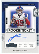 Kadarius Toney Autographed 2021 Panini Contenders Rookie Ticket Card #110
