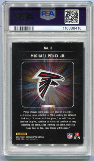 Michael Penix Jr. 2024 Panini Donruss Optic Light It Up RC #3 PSA Graded 10
