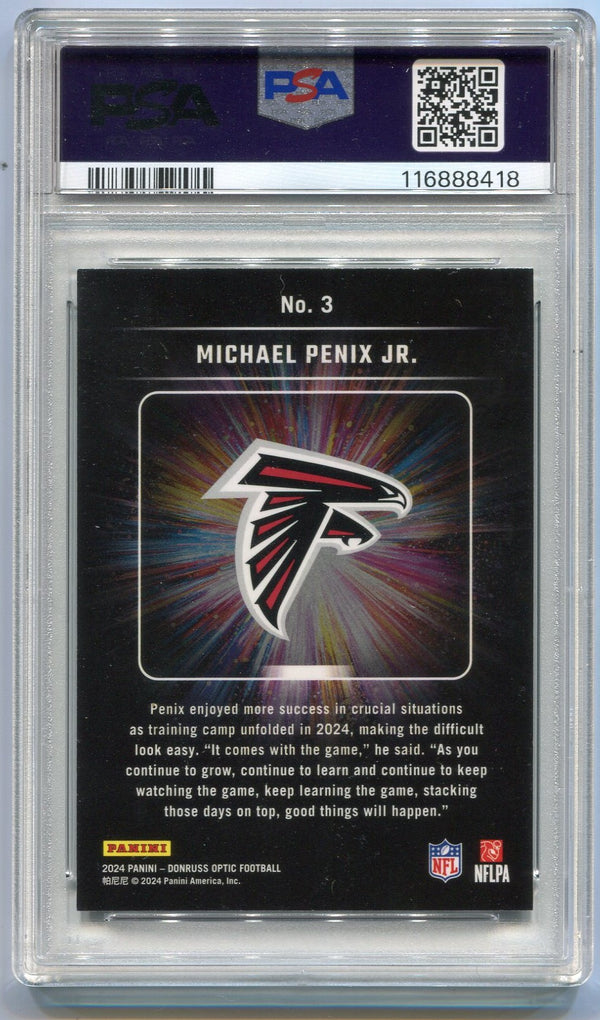 Michael Penix Jr. 2024 Panini Donruss Optic Light It Up RC #3 PSA Graded 10