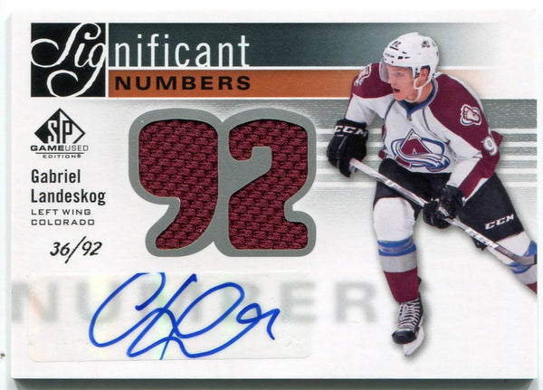 Gabriel Landeskog 2011 - 2012 Upper Deck SP Game Used Significant Numbers Dual Jersey/AUTO RC #SN-GL36/92