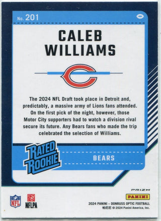 Caleb Williams 2024 Panini Donruss Optic Rated Rookie Pink Prizm RC #201