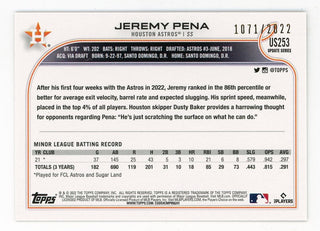 Jeremy Pena 2022 Topps Updated Series #US253 Card 1071/2022