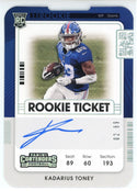 Kadarius Toney Autographed 2021 Panini Contenders Rookie Ticket Die Cut Card #110