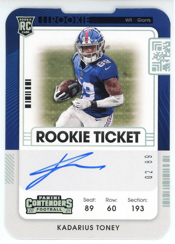 Kadarius Toney Autographed 2021 Panini Contenders Rookie Ticket Die Cut Card #110