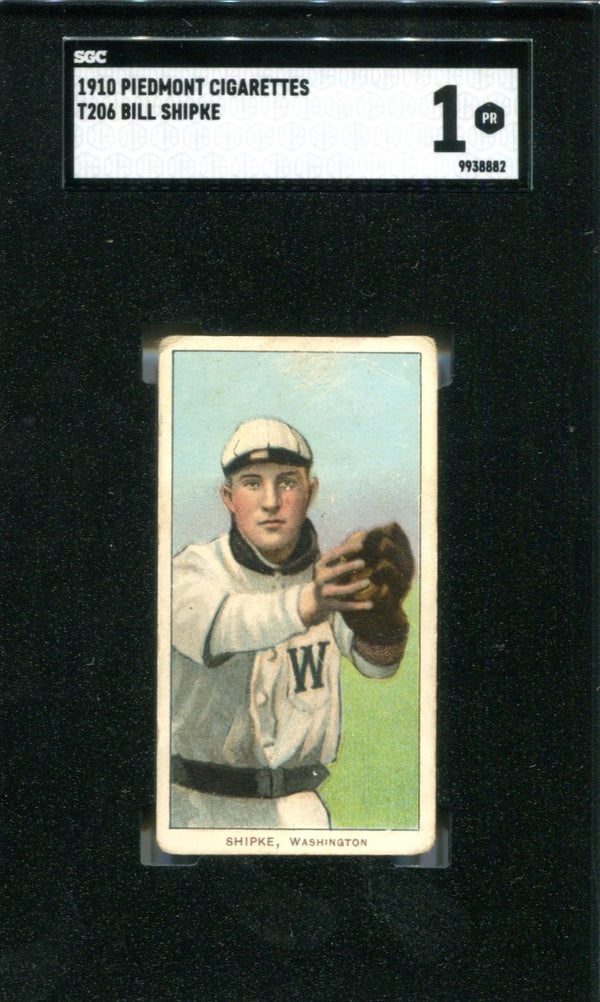 Bill Shipke 1910 Piedmont Cigarettes T206 SGC 1 Card