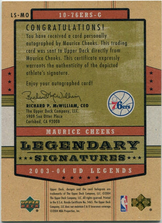 Maurice Cheeks 2003 - 2004 Upper Deck Legends Legendary Signatures Autographed Card #LS-MO