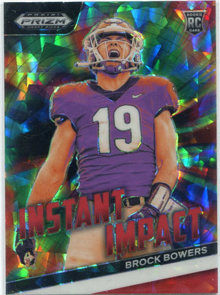 Brock Bowers 2024 Panini Prizm Draft Picks Instant Impact Red Cracked Ice Prizm RC #II-BB