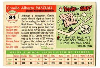 Camilo Pascual 1955 Topps #84 Card