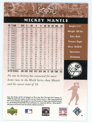 Mickey Mantle 2005 Upper Deck HOF #80