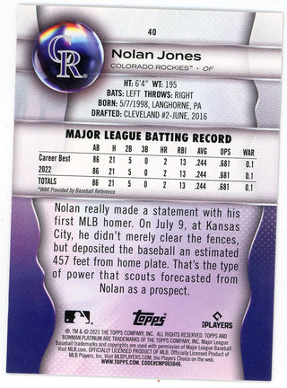 Nolan Jones 2023 Topps Bowman Platinum #40