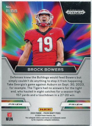 Brock Bowers 2024 Panini Prizm Draft Picks Instant Impact Red Cracked Ice Prizm RC #II-BB