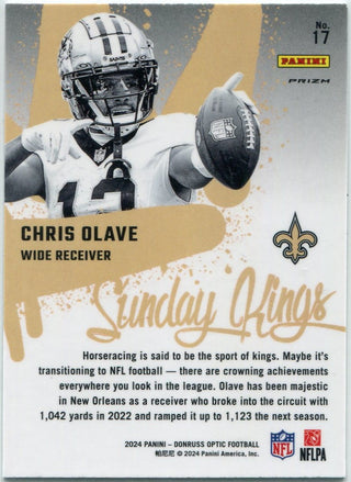 Chris Olave 2024 Panini Donruss Optic Sunday Kings Silver Prizm Card #17