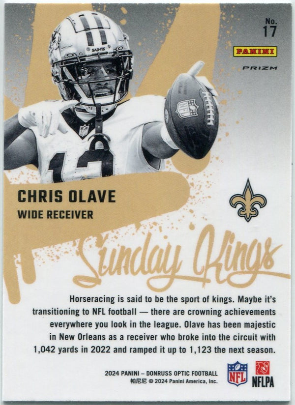 Chris Olave 2024 Panini Donruss Optic Sunday Kings Silver Prizm Card #17