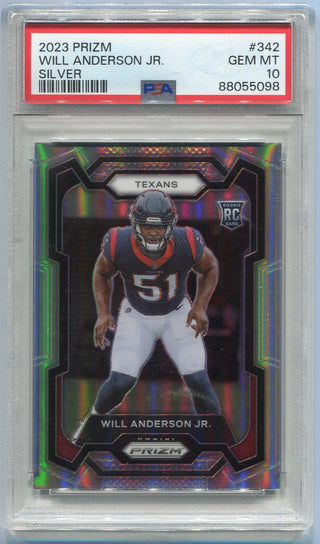 Will Anderson Jr. 2023 Panini Prizm Silver Prizm RC #342 PSA Graded 10