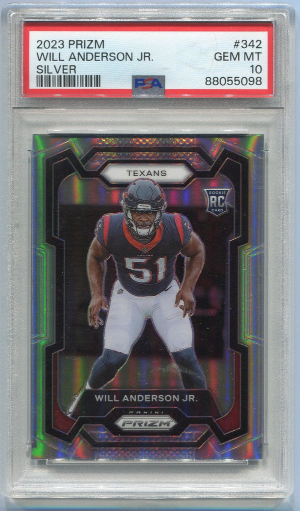 Will Anderson Jr. 2023 Panini Prizm Silver Prizm RC #342 PSA Graded 10