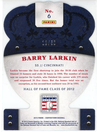 Barry Larkin 2015 Panini Crown Royale Cooperstown Die Cut Card #6
