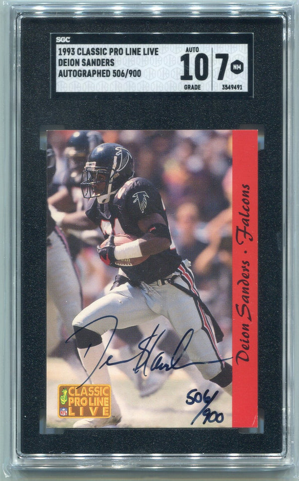 Deion Sanders 1993 Classic Pro Line Autographed Card 506/900 SGC Graded