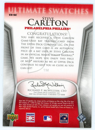 Steve Carlton 2004 Upper Deck Game-Used Bat Card