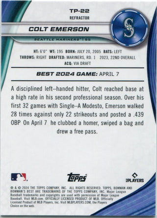 Colt Emerson 2024 Bowman's Best Refractor RC TP-22