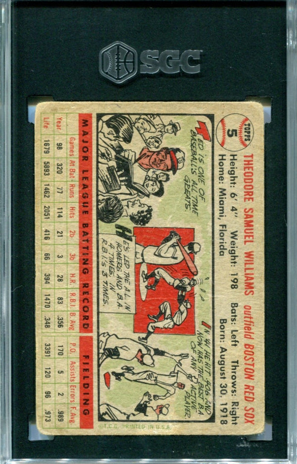 Ted Williams 1956 Topps #5 Gray Back SGC 1 Card&nbsp;