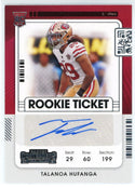 Talanoa Hufanga Autographed 2021 Panini Contenders Rookie Ticket Card #225