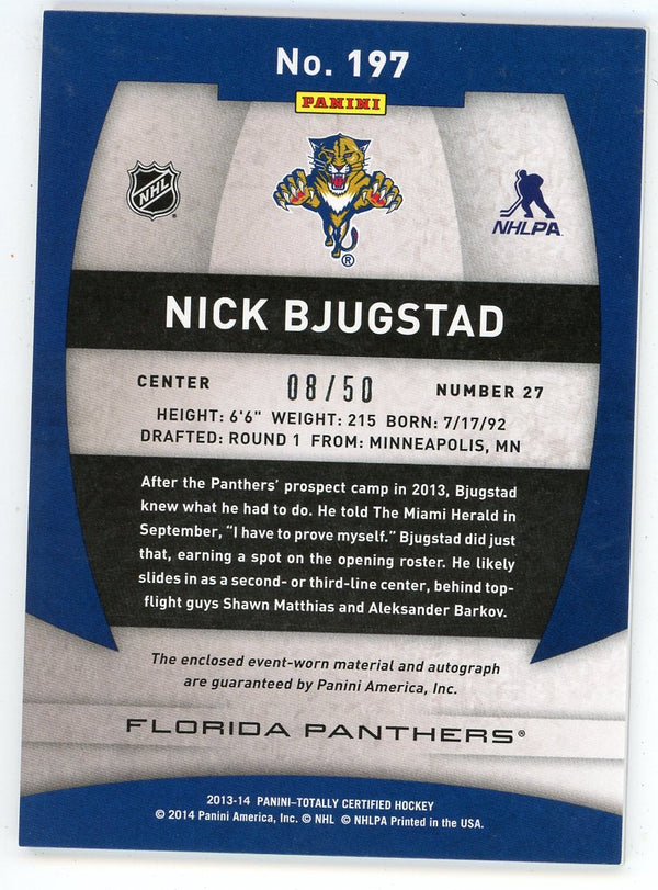 Nick Bjugstad 2013-14 Panini Totally Certified Autographed Patch Relic #197