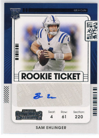 Sam Ehlinger Autographed 2021 Panini Contenders Rookie Ticket Card #246