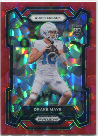 Drake Maye 2024 Panini Prizm Draft Picks Red Cracked Ice Prizm RC #103